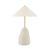 Mitzi Maia AGED BRASS/CERAMIC TEXTURED BEIGE 18.75W x 28.25H Table Lamp