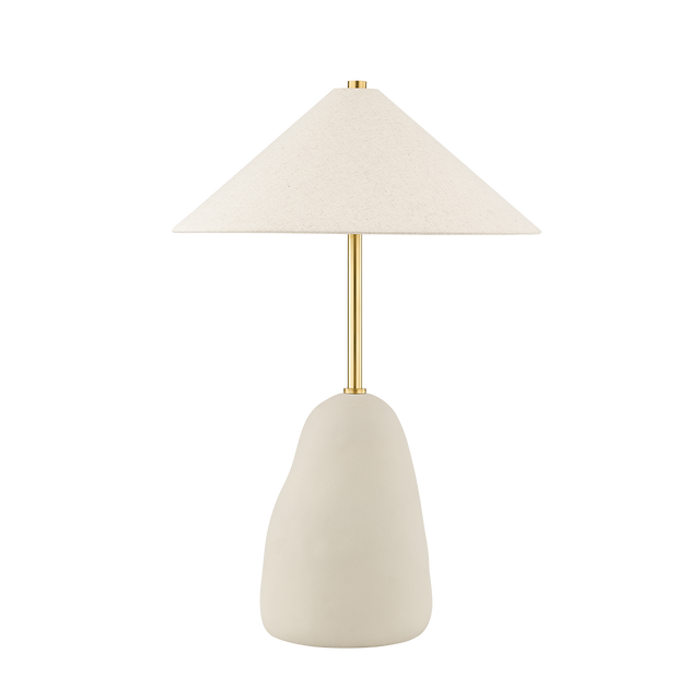 Mitzi Maia AGED BRASS/CERAMIC TEXTURED BEIGE 18.75W x 28.25H Table Lamp