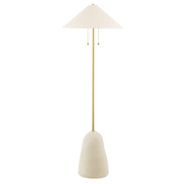 Mitzi Maia AGED BRASS/CERAMIC TEXTURED BEIGE 23.5W x 67H Floor Lamp