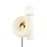 Mitzi Jolie AGED BRASS/TEXTURED CREAM 7.75W x 10H Wall Sconce