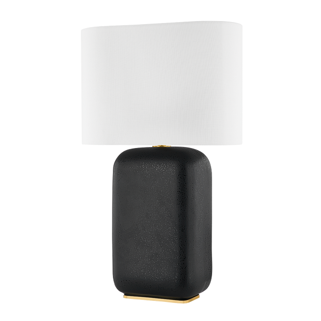 Hudson Valley Lighting Arthur AGED BRASS/BLACK LAVA CERAMIC 9.5W x 17L x 26H Table Lamp