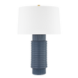 Hudson Valley Lighting Broderick AGED BRASS/GREY BLUE REACTIVE CERAMIC 17W x 17L x 26.5H Table Lamp