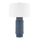 Hudson Valley Lighting Broderick AGED BRASS/GREY BLUE REACTIVE CERAMIC 17W x 17L x 26.5H Table Lamp