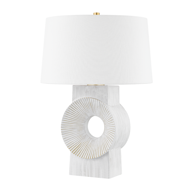 Hudson Valley Lighting Milner AGED BRASS/WHITEWASH CERAMIC 18W x 18L x 25.75H Table Lamp