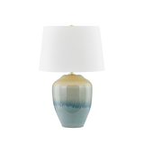 Hudson Valley Lighting MONTVILLE AGED BRASS/CERAMIC CRACKLE EMERALD TIDE 19W x 19L x 28.5H Table Lamp