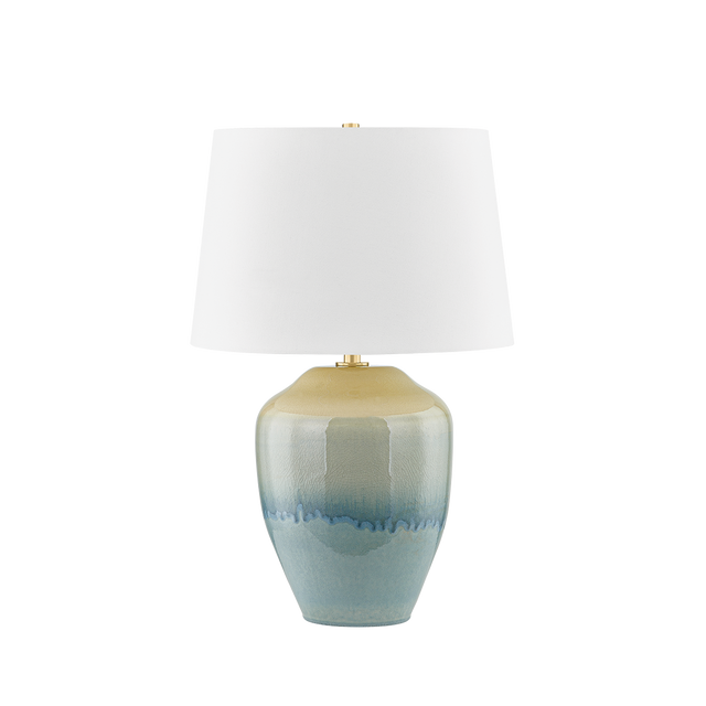 Hudson Valley Lighting MONTVILLE AGED BRASS/CERAMIC CRACKLE EMERALD TIDE 19W x 19L x 28.5H Table Lamp