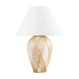 Hudson Valley Lighting BAYONNE Vintage Gold Leaf/ Ceramic White with Rattan 21W x 21L x 29H Table Lamp