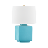 Hudson Valley Lighting HAWLEY Aged Brass/ Ceramic Gloss Turquoise 15W x 15L x 21H Table Lamp