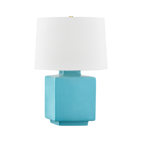 Hudson Valley Lighting HAWLEY Aged Brass/ Ceramic Gloss Turquoise 15W x 15L x 21H Table Lamp