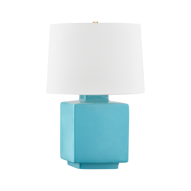Hudson Valley Lighting HAWLEY Aged Brass/ Ceramic Gloss Turquoise 15W x 15L x 21H Table Lamp