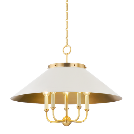 Hudson Valley Lighting Clivedon Aged Brass/off White 27.5W x 27.5L x 20.25H Chandelier