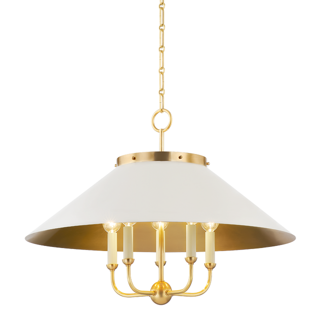 Hudson Valley Lighting Clivedon Aged Brass/off White 27.5W x 27.5L x 20.25H Chandelier