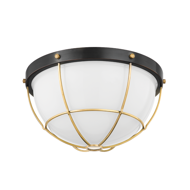 Hudson Valley Lighting Holkham AGED BRASS/DISTRESSED BRONZE 12.5W x 12.5L x 6.75H Flush Mount