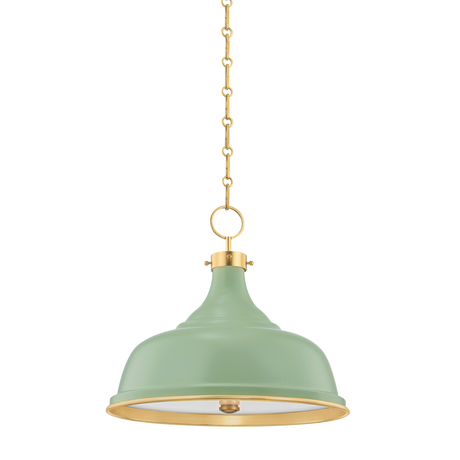 Hudson Valley Lighting Painted No.1 Aged Brass/leaf Green Combo 18W x 18L x 16H Pendant