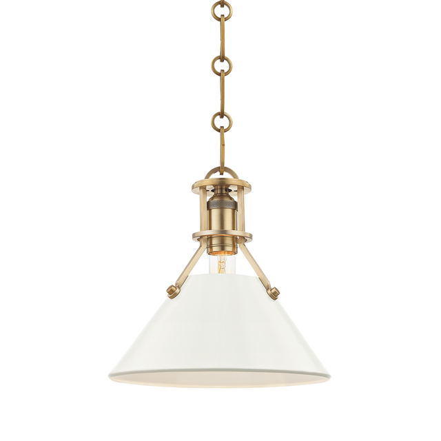 Hudson Valley Lighting Painted No.2 Aged Brass/off White 9.5W x 9.5L x 9.25H Pendant