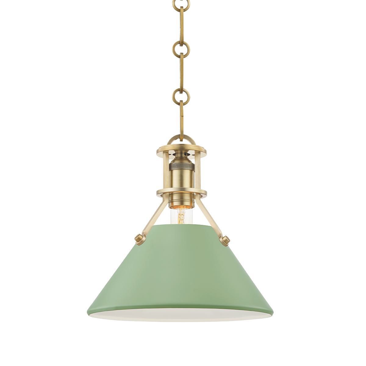 Hudson Valley Lighting Painted No.2 Aged Brass/leaf Green Combo 9.5W x 9.5L x 9.25H Pendant