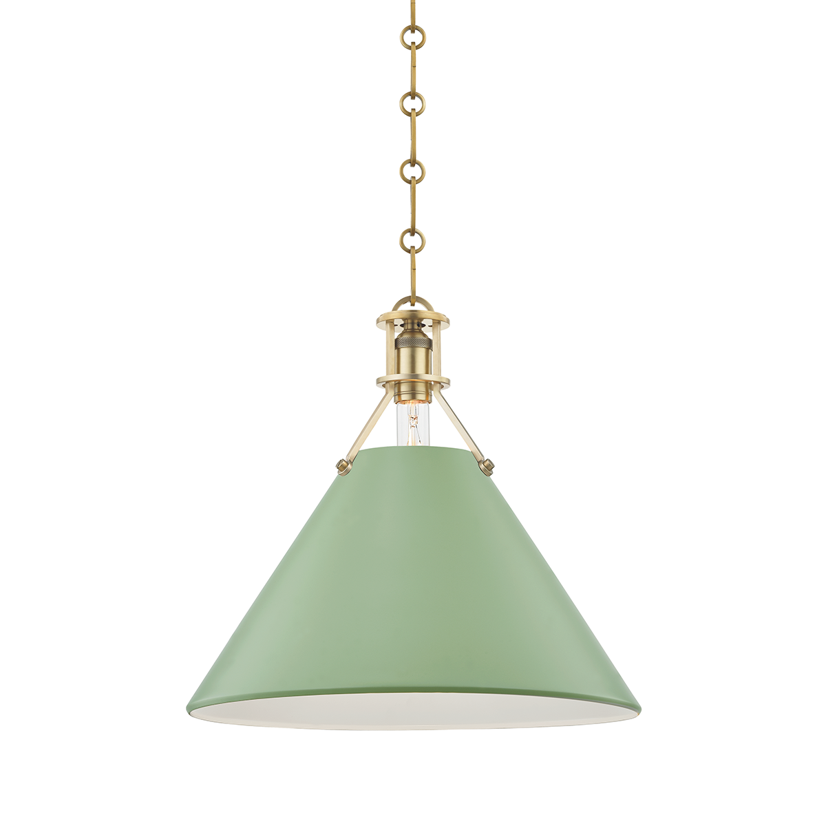Hudson Valley Lighting Painted No.2 Aged Brass/leaf Green Combo 16W x 16L x 14.5H Pendant