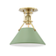 Hudson Valley Lighting Painted No.2 Aged Brass/leaf Green Combo 9.5W x 9.5L x 11H Semi-Flush Mount