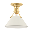 Hudson Valley Lighting Painted No.2 Aged Brass/off White 9.5W x 9.5L x 11H Semi-Flush Mount