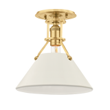 Hudson Valley Lighting Painted No.2 Aged Brass/off White 9.5W x 9.5L x 11H Semi-Flush Mount
