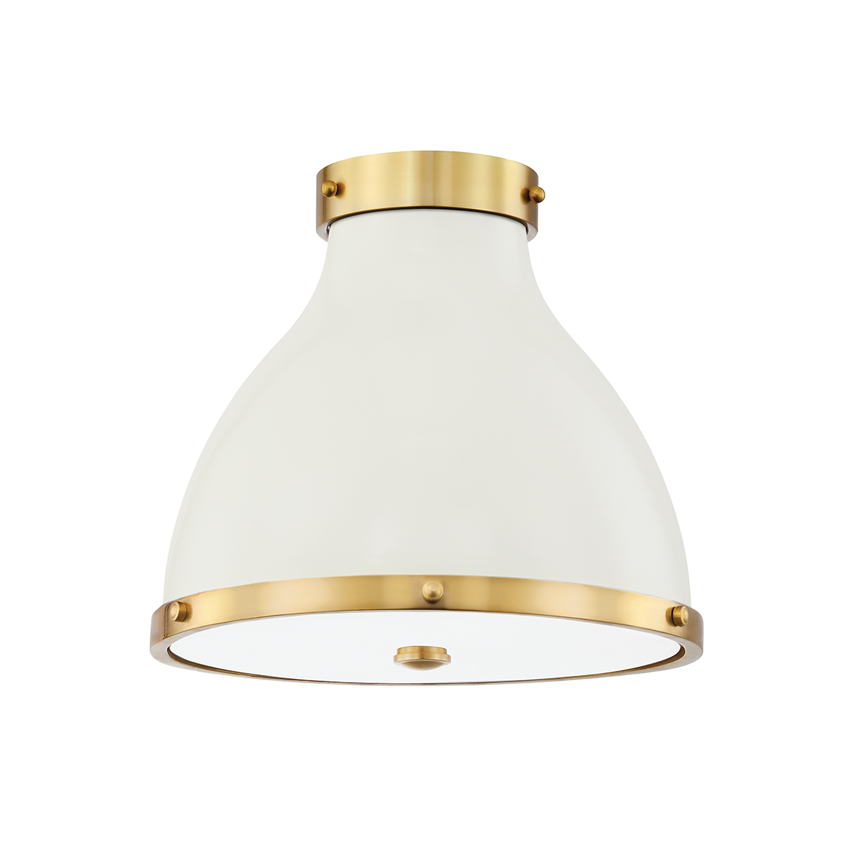 Hudson Valley Lighting Painted No. 3 Aged Brass/off White 12.5W x 12.5L x 11H Flush Mount