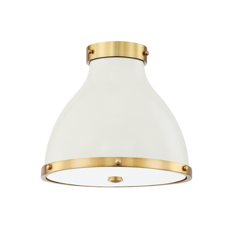 Hudson Valley Lighting Painted No. 3 Aged Brass/off White 12.5W x 12.5L x 11H Flush Mount