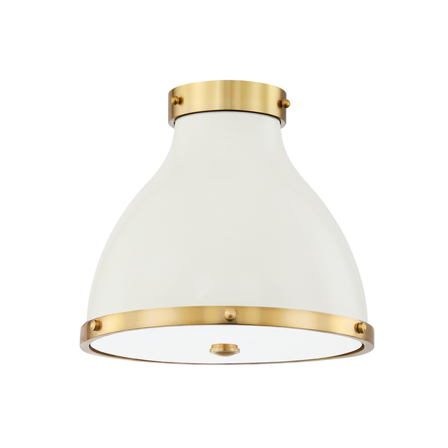 Hudson Valley Lighting Painted No. 3 Aged Brass/off White 12.5W x 12.5L x 11H Flush Mount