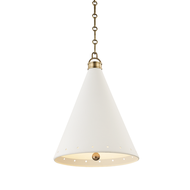 Hudson Valley Lighting Plaster No.1 Aged Brass/white Plaster 15W x 15L x 19H Pendant