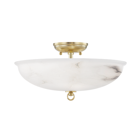 Hudson Valley Lighting Somerset Aged Brass 16W x 16L x 8H Semi-Flush Mount