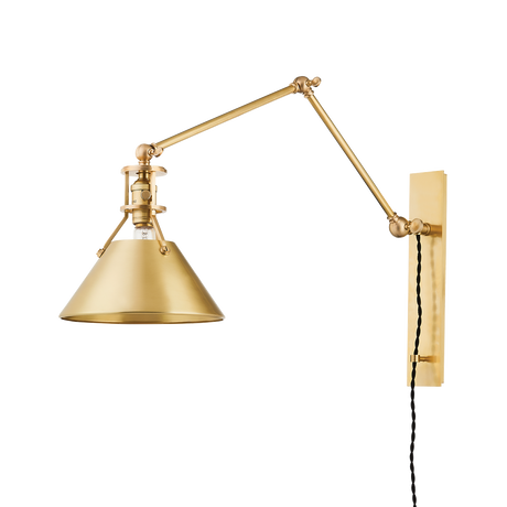 Hudson Valley Lighting Metal No. 2 Aged Brass 9.5W x 9.5L x 45H Wall Sconce