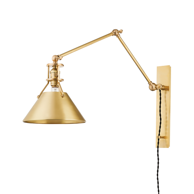 Hudson Valley Lighting Metal No. 2 Aged Brass 9.5W x 9.5L x 45H Wall Sconce