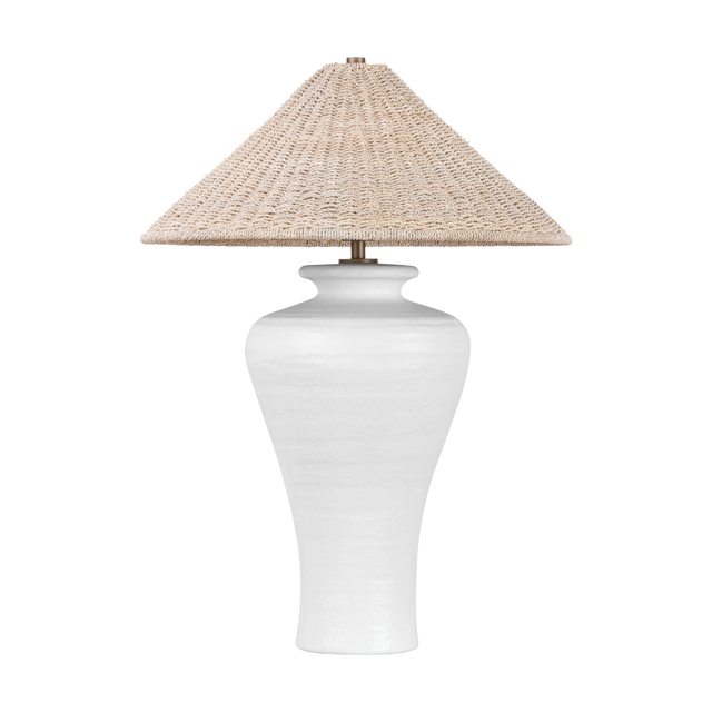 Troy Lighting Pezante Patina Brass/Ceramic Loft White 22W x 22L x 30H Table Lamp