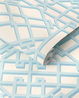 Brunschwig & Fils PAVILION TRELLIS AQUA Wallpaper