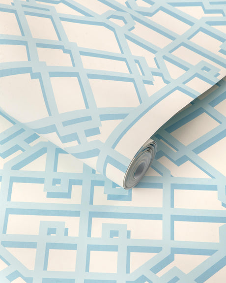 Brunschwig & Fils PAVILION TRELLIS AQUA Wallpaper
