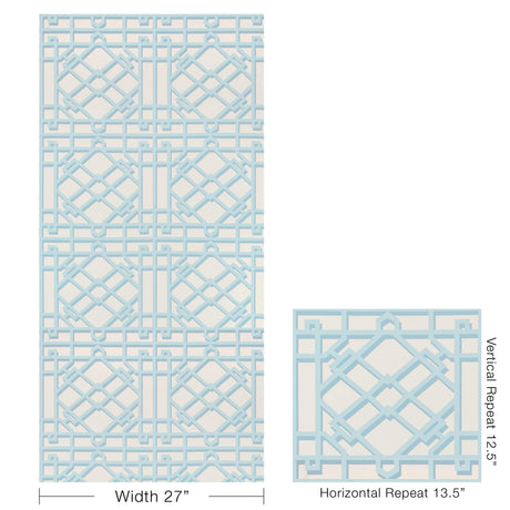 Brunschwig & Fils PAVILION TRELLIS AQUA Wallpaper