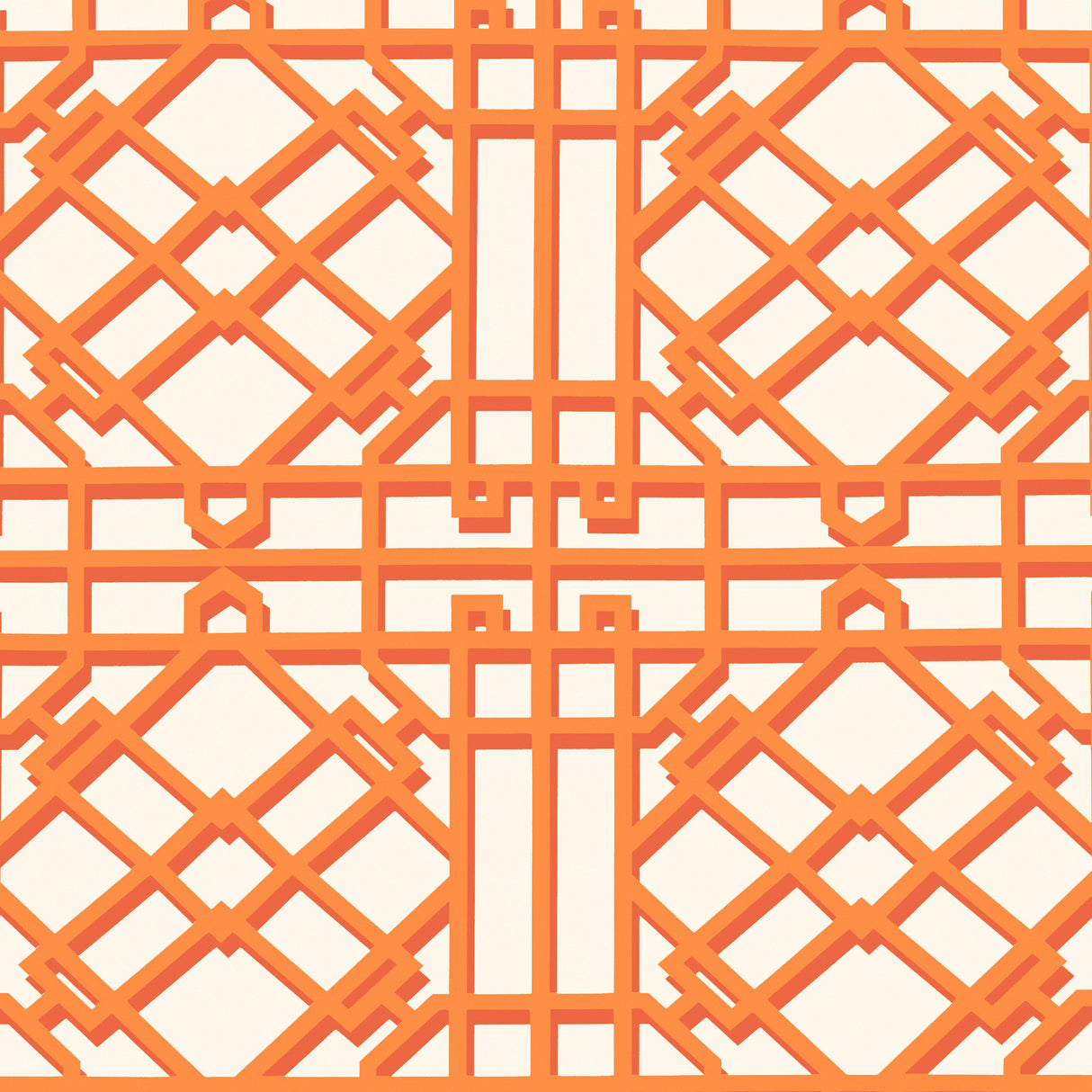 Brunschwig & Fils PAVILION TRELLIS ORANGE Wallpaper