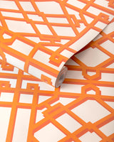 Brunschwig & Fils PAVILION TRELLIS ORANGE Wallpaper