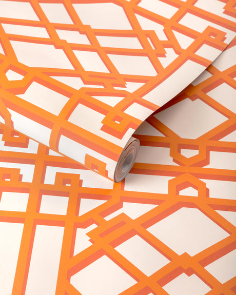 Brunschwig & Fils PAVILION TRELLIS ORANGE Wallpaper
