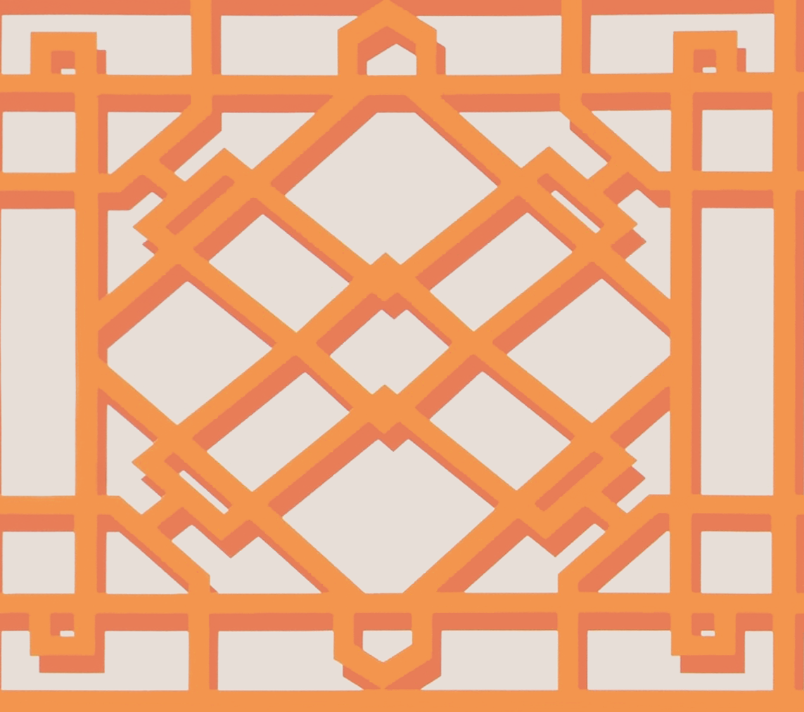 Brunschwig & Fils PAVILION TRELLIS ORANGE Wallpaper