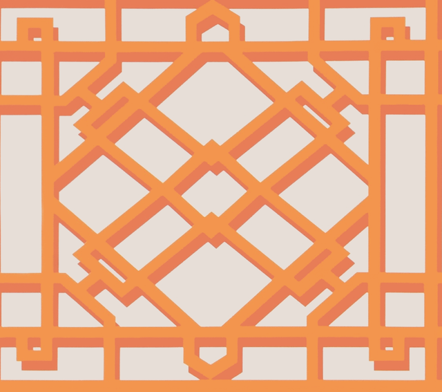 Brunschwig & Fils PAVILION TRELLIS ORANGE Wallpaper