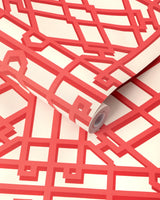 Brunschwig & Fils PAVILION TRELLIS RED Wallpaper