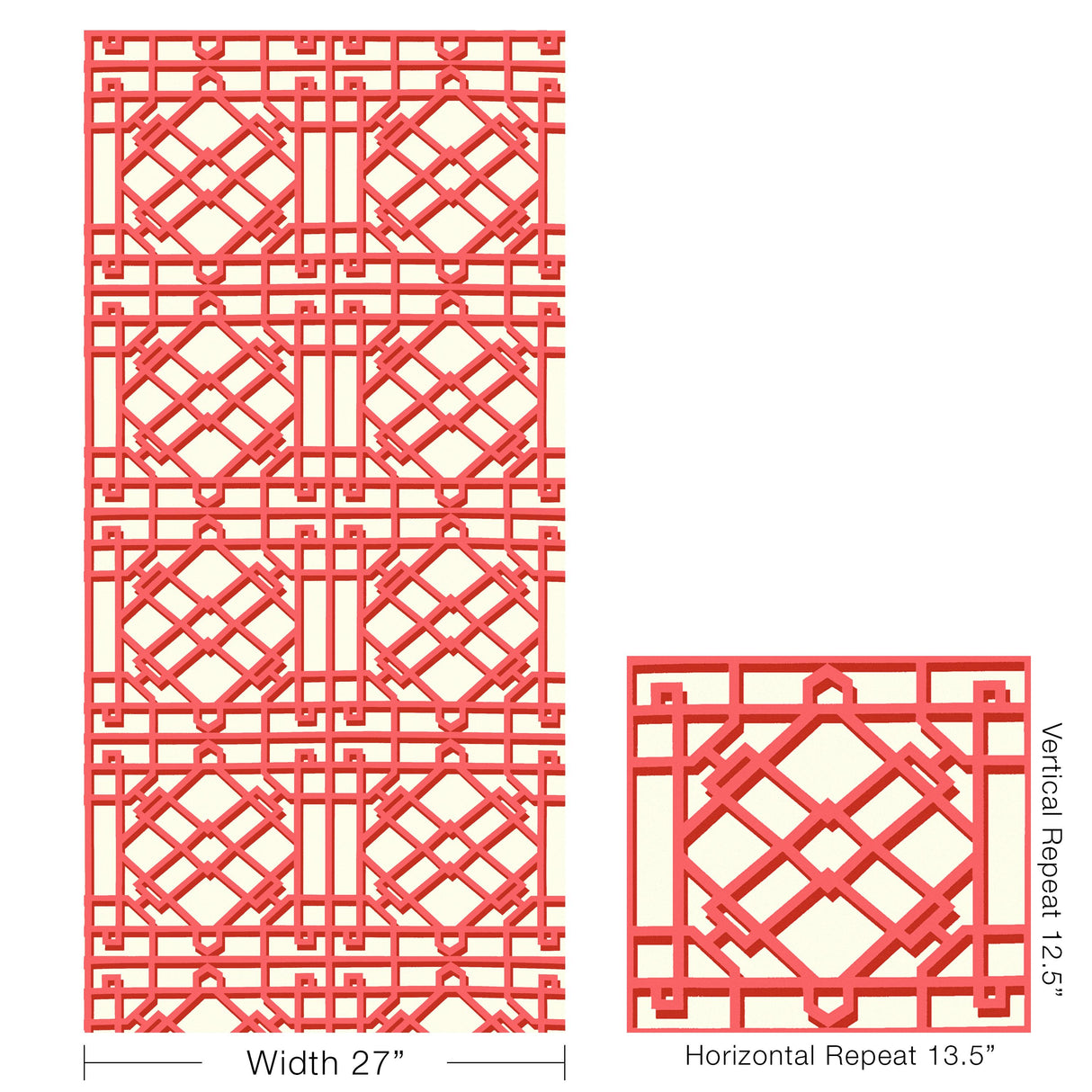 Brunschwig & Fils PAVILION TRELLIS RED Wallpaper