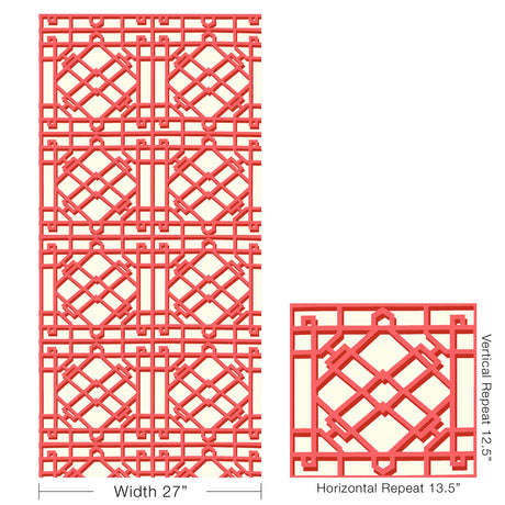 Brunschwig & Fils PAVILION TRELLIS RED Wallpaper