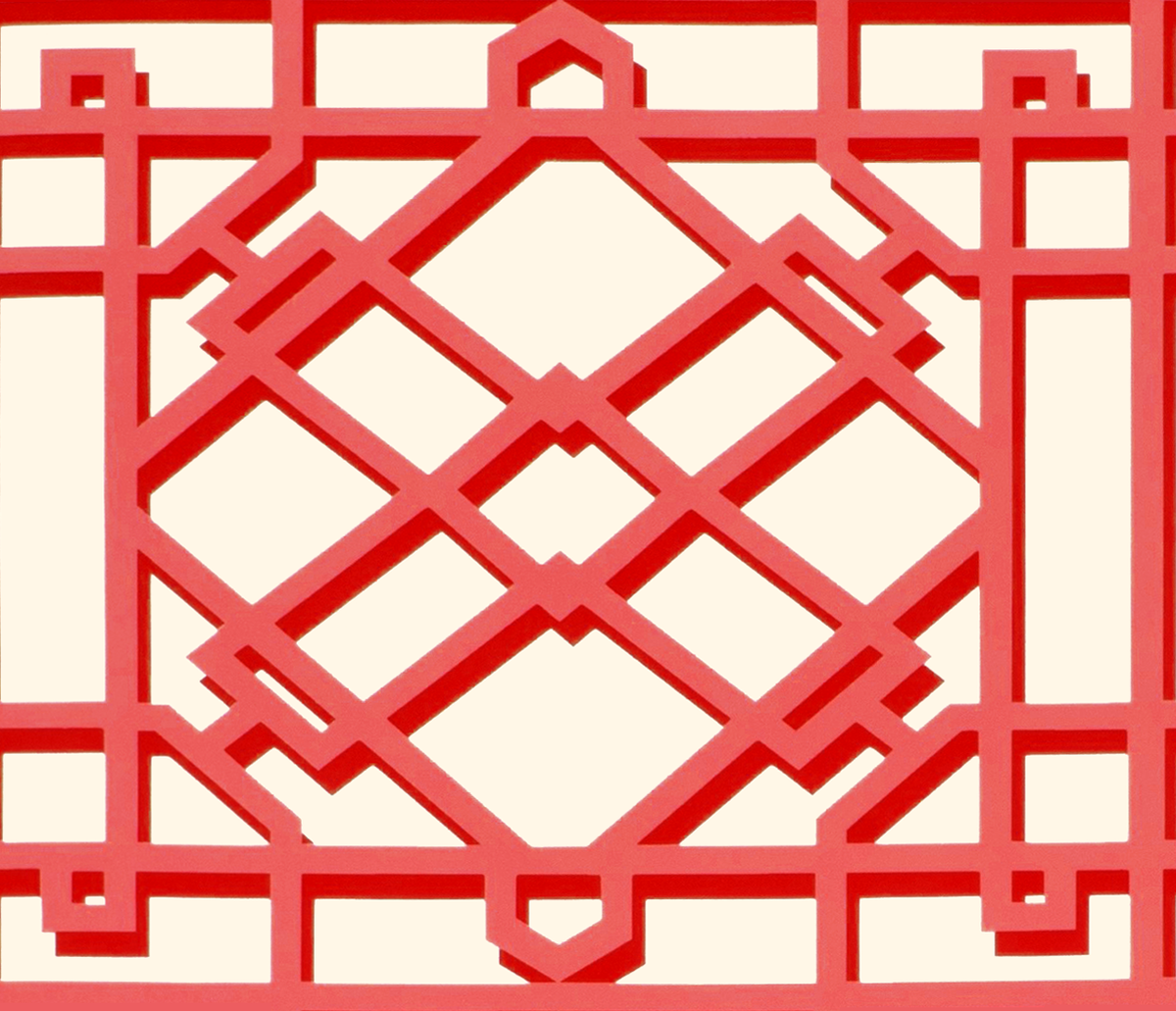Brunschwig & Fils PAVILION TRELLIS RED Wallpaper