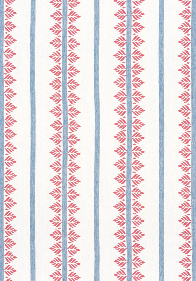 Anna French FERN STRIPE Red and Blue Fabric