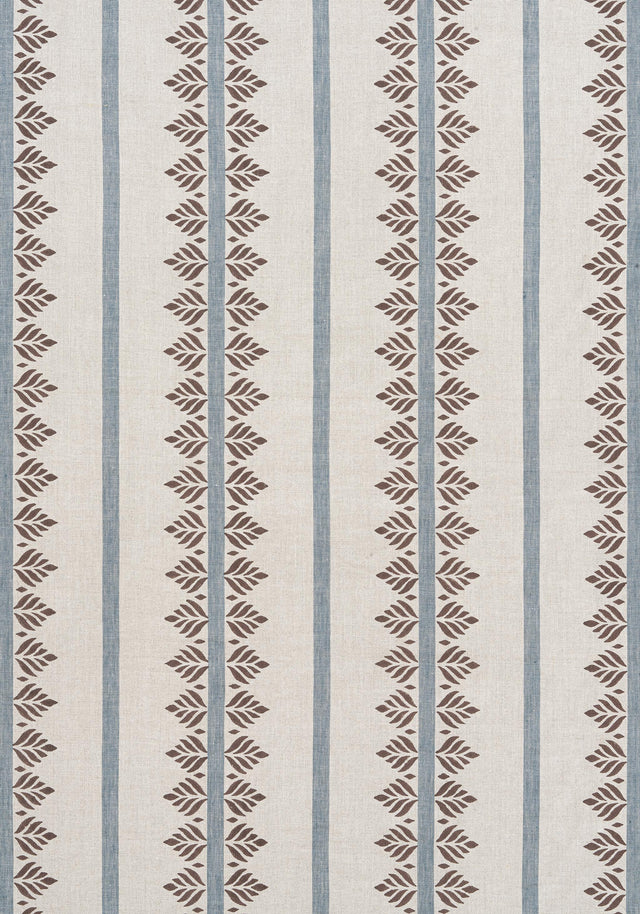 Anna French FERN STRIPE Brown and Slate Fabric