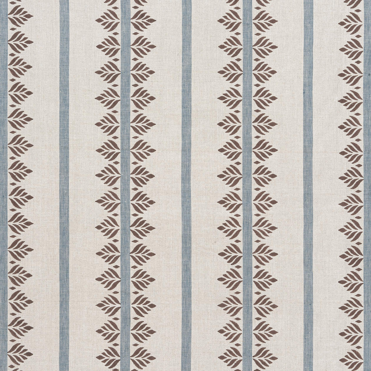 Anna French Fern Stripe Brown And Slate Fabric