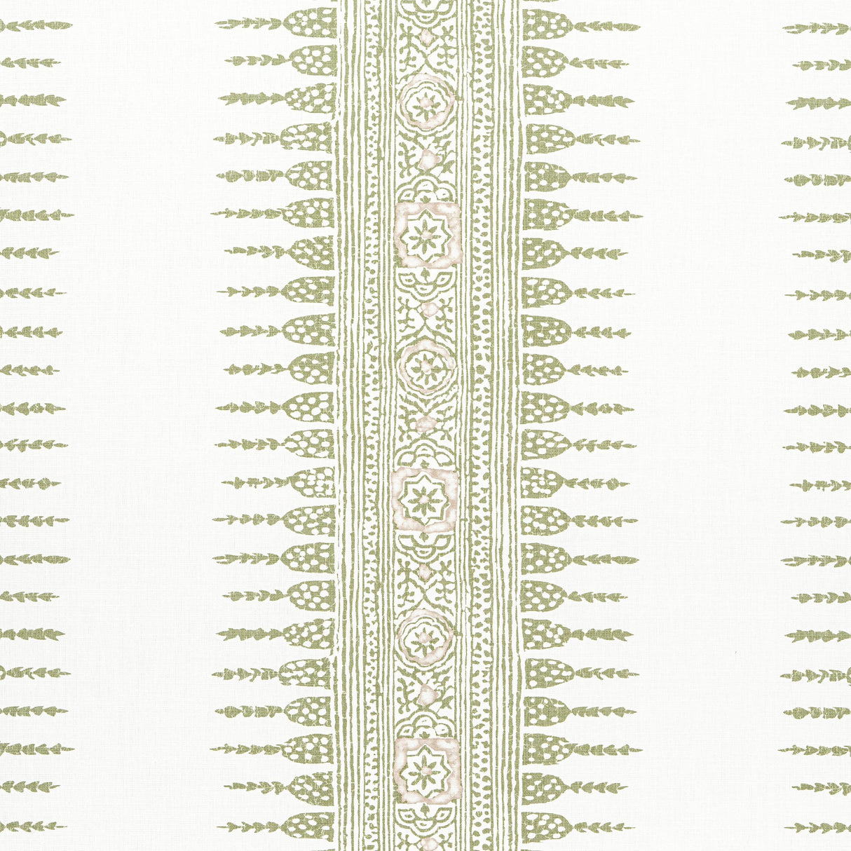 Anna French Javanese Stripe Green And White Fabric