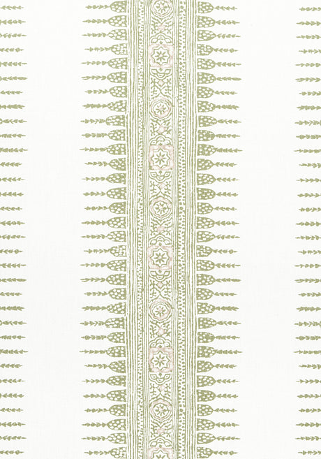 Anna French JAVANESE STRIPE Green and White Fabric