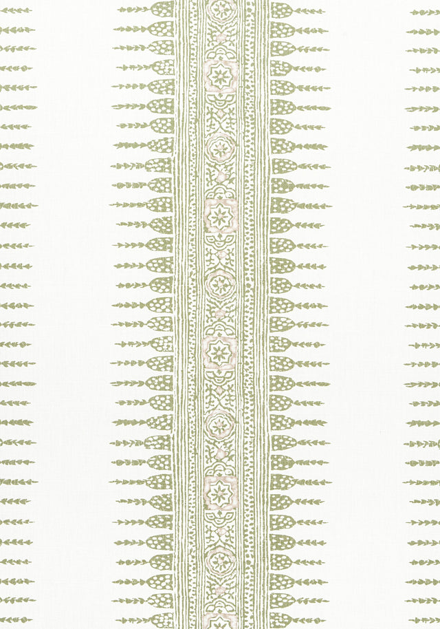 Anna French JAVANESE STRIPE Green and White Fabric